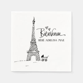 Servilleta De Papel Bienvenue Paris Doodle Sketch Baby Shower