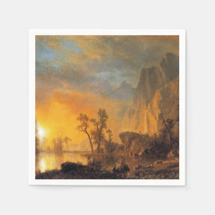 Servilleta De Papel Bierstadt Sunset en la pintura de las rocas