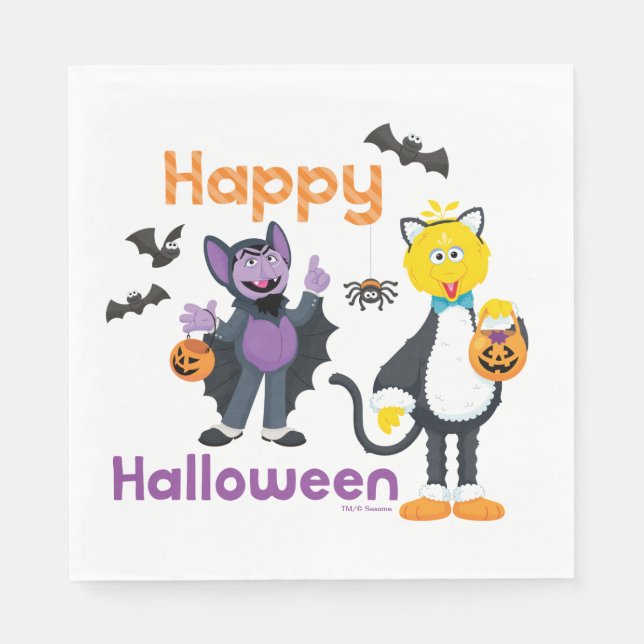 Servilleta De Papel Big Bird and Count | Feliz Halloween (Anverso)