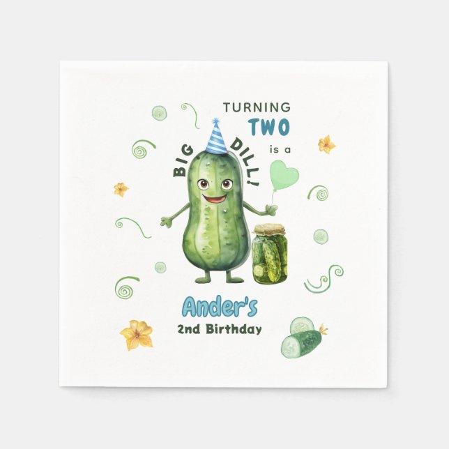 Servilleta De Papel Big Dill Pickle Boy Birthday Any Age (Anverso)