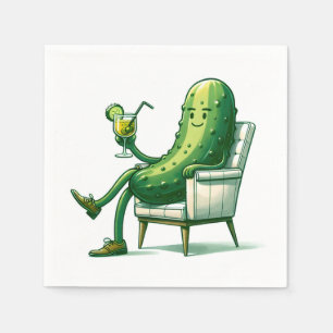 Servilleta De Papel Big Dill Pickle con un cóctel