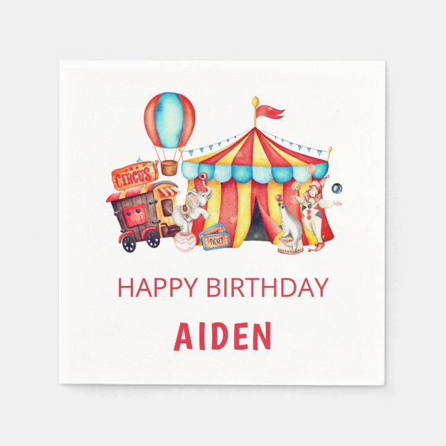 Servilleta De Papel Big Top Circus Happy Birday (Anverso)
