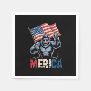 Servilleta De Papel Bigfoot Merica Roca Bandera Americana Patriótica 