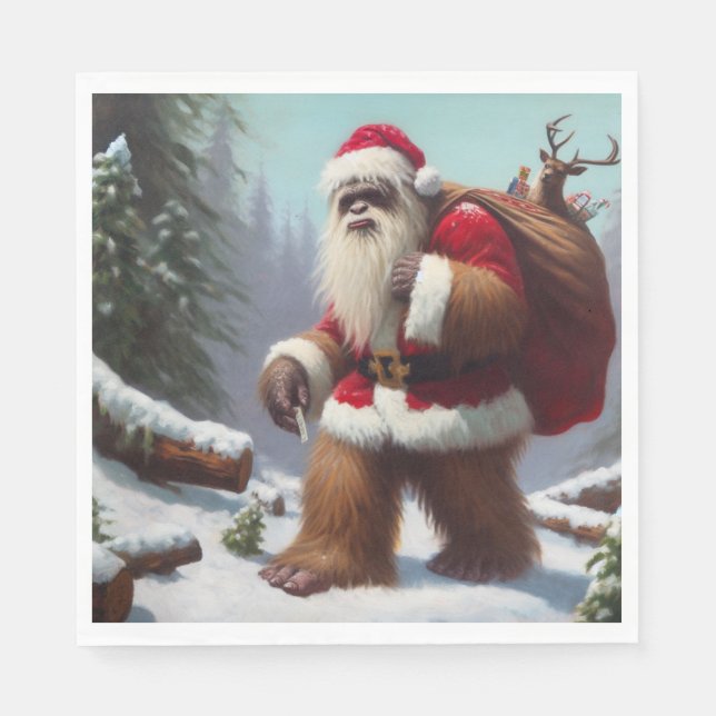 Servilleta De Papel Bigfoot Santa Claus (Anverso)