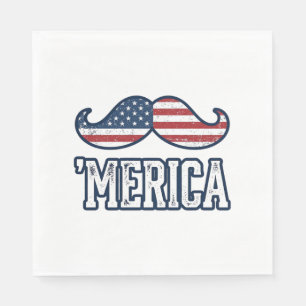 Servilleta De Papel Bigote Patriótico América Angustiada Diseño Vector
