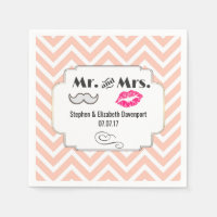 Bigote y Labios Sr. y Sra. Chevron de Boda Melocot