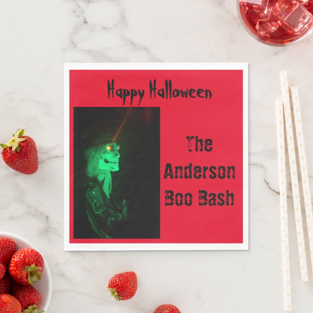 Servilleta De Papel Biker Billy Halloween Skeleton Blood Red (In situ)