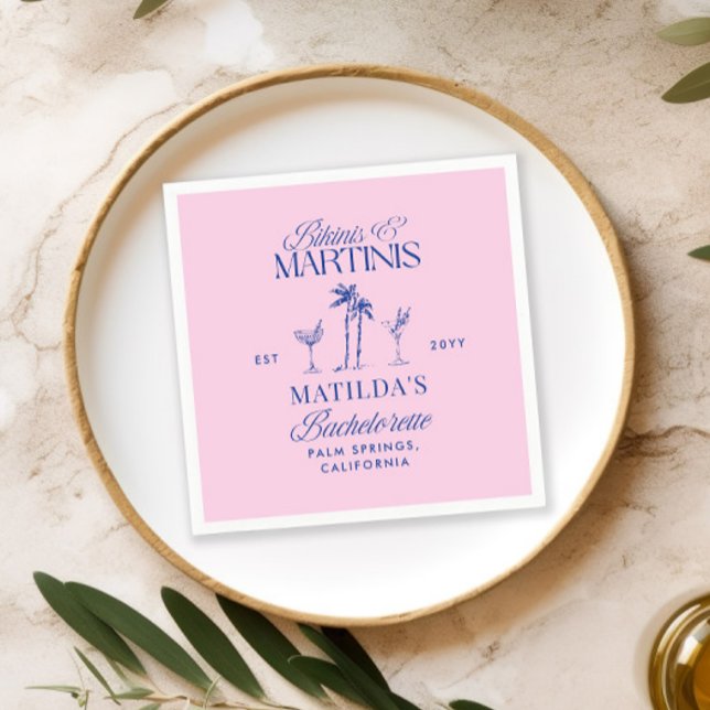 Servilleta De Papel Bikinis & martinis Elegant pink navy bachelorette (Subido por el creador)