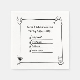 Servilleta De Papel Bikinis, Martinis, Pajamas, Prosecco Bachelorette