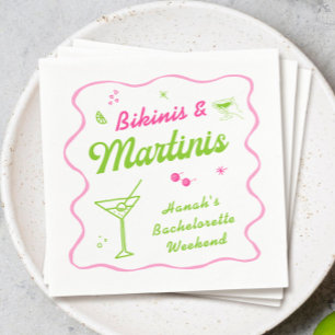 Servilleta De Papel Bikinis verdes rosados y la fiesta de soltera de M