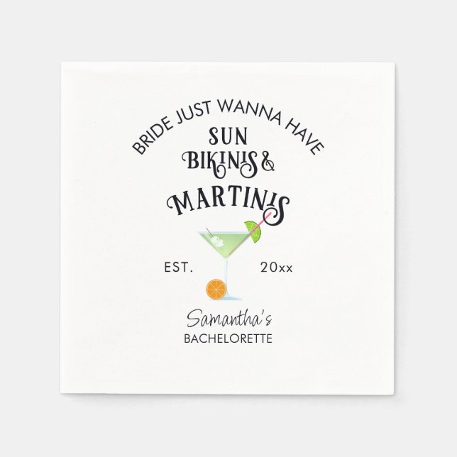 Servilleta De Papel Bikinis y Martinis Fiesta Tropical de Piscina de D (Anverso)