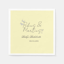 Servilleta De Papel Bikins & Martinis bachelorette party yellow retro