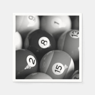 Servilleta De Papel Billares en blanco y negro Ocho juego de servillet