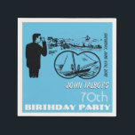 Servilleta De Papel Binoculars Sailboat 70th Birthday Party P Napkin<br><div class="desc">Ilustracion vintage de un hombre que usa binoculares. ¿Qué ve en el horizonte? Un velero con dos jóvenes a bordo. Napina de papel de 70 años de personalizable humorístico. Puede cambiar fácilmente el texto (fuente, tamaño, color y posición) y el color de fondo haciendo clic en el botón personalizar o...</div>