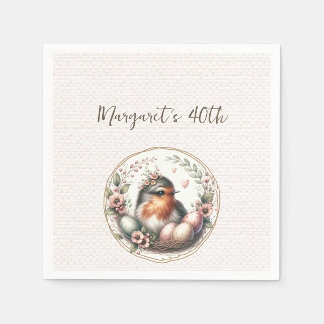 Servilleta De Papel Bird Watercolor  (Anverso)