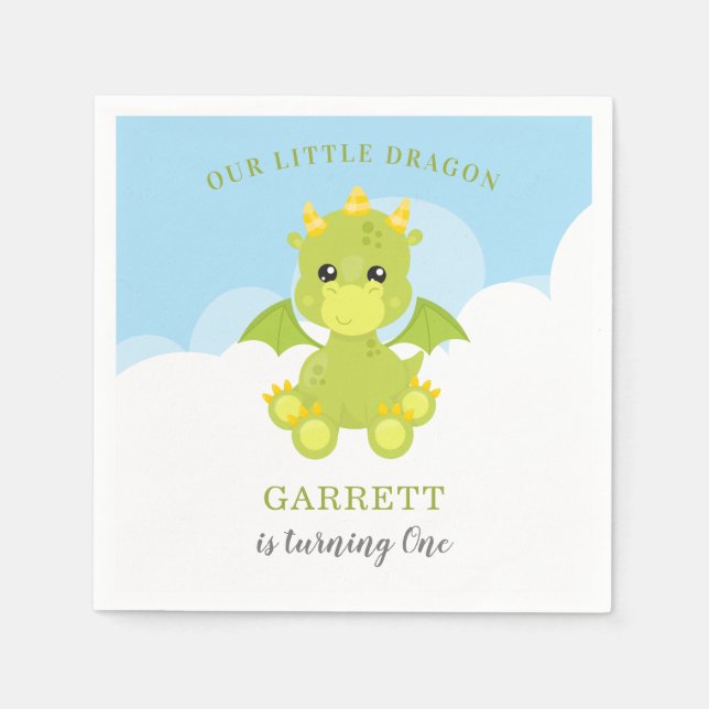 Servilleta De Papel Birday Boy Cute Dragon (Anverso)