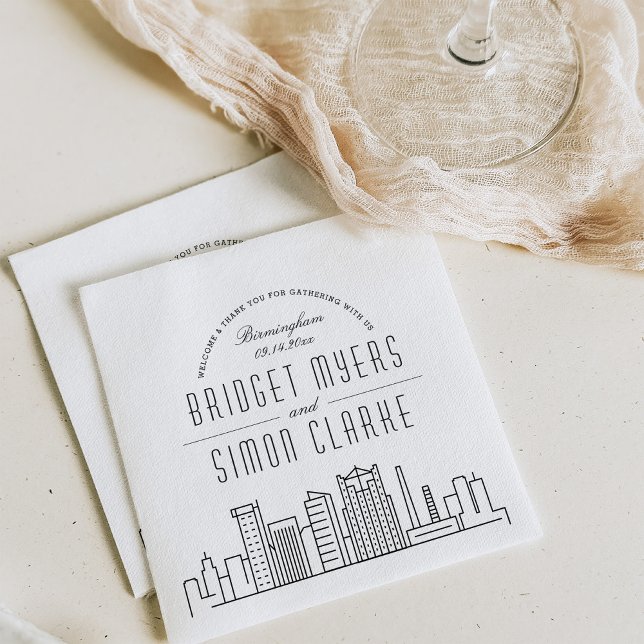 Servilleta De Papel Birmingham Deco Skyline | Napkins de eventos de bo (Subido por el creador)