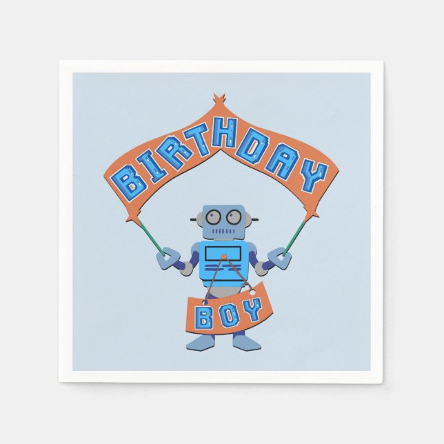 Servilleta De Papel Birthday Boy Robot (Anverso)
