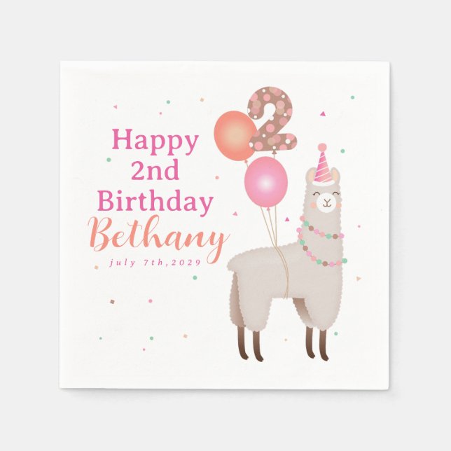 Servilleta De Papel Birthday Llama (Anverso)