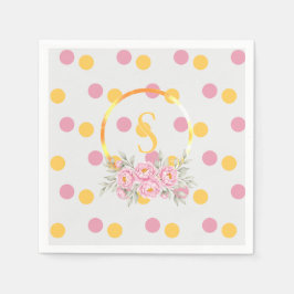 Servilleta De Papel Birthday Paper Napkins Pink Watercolor Polka Dot 
