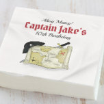 Servilleta De Papel Birthday Party Pirate Map Whimsical Personalized<br><div class="desc">Pirate Treasure Map Cute and fun kids' birthday party napkin. Aarg Mateys come aboard the pirate ship for a fun pirate time. Thus whimsical treasure map with a hat and pirate sword makes a great children's modern party theme. This design features a birthday party boy kids whimsical, a fun pirate...</div>