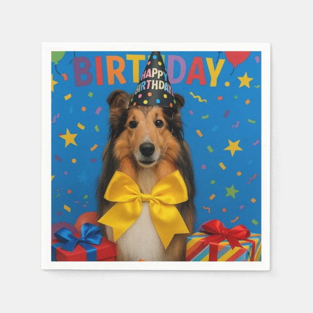 Servilleta De Papel Birthday Party Sheltie (Anverso)
