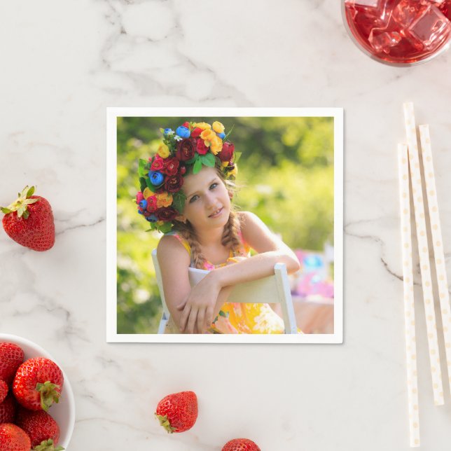 Servilleta De Papel Birthday Personalized Photo Text Design Cocktail  (In situ)