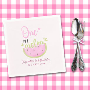 Servilleta De Papel Birthday watermelon Girl one in a melon