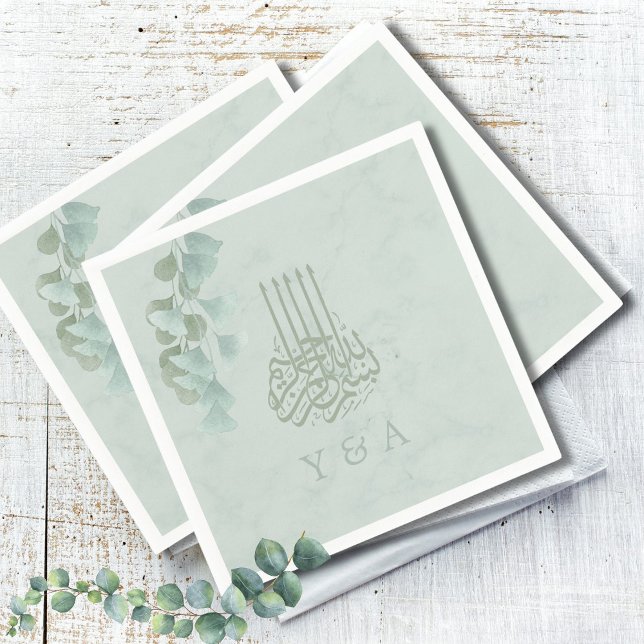 Servilleta De Papel Bismillah islámico Eucalyptus Moda Boda moderno (Subido por el creador)