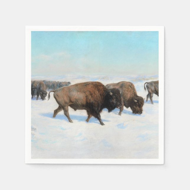 Servilleta De Papel Bison in the Snow (por Rosa Bonheur) (Anverso)
