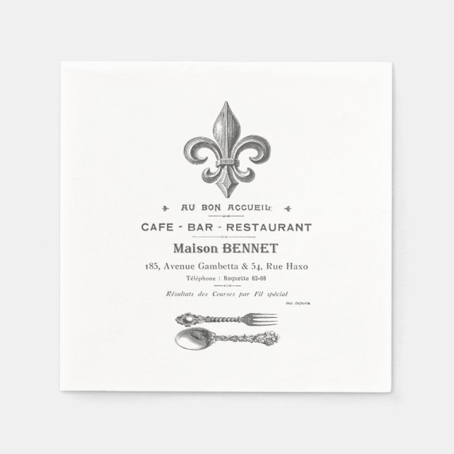 SERVILLETA DE PAPEL BISTRO FRANCÉS MODERNO VINTAGE (Anverso)