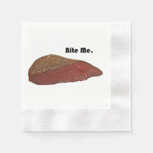 Servilleta De Papel Bite Me Funny Steak Beef Pun Chiste