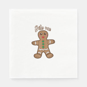 Servilleta De Papel Bite Me Gingerbread Funny Cookie Navidades Gracias