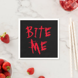 Servilleta De Papel Bite me la tipografía de sangre roja negra diverti