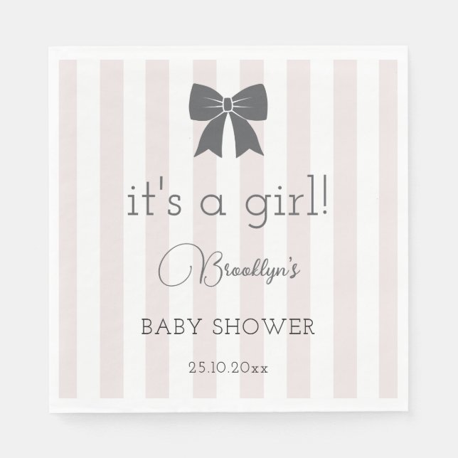 Servilleta De Papel Bitty Bow es un Baby Shower Chica (Anverso)