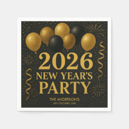 Servilleta De Papel Black And Gold 2026 New Year Party