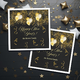 Servilleta De Papel Black and Gold Glitter New Year's Eve Party