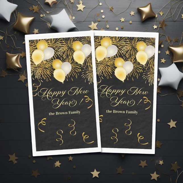 Servilleta De Papel Black and Gold Glitter New Year's Eve Party  (Subido por el creador)