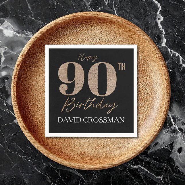 Servilleta De Papel Black and Gold Glitter Numeral 90th Birthday  (Subido por el creador)
