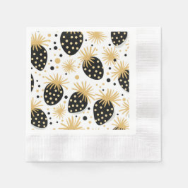 Servilleta De Papel Black and Gold Strawberry Pattern