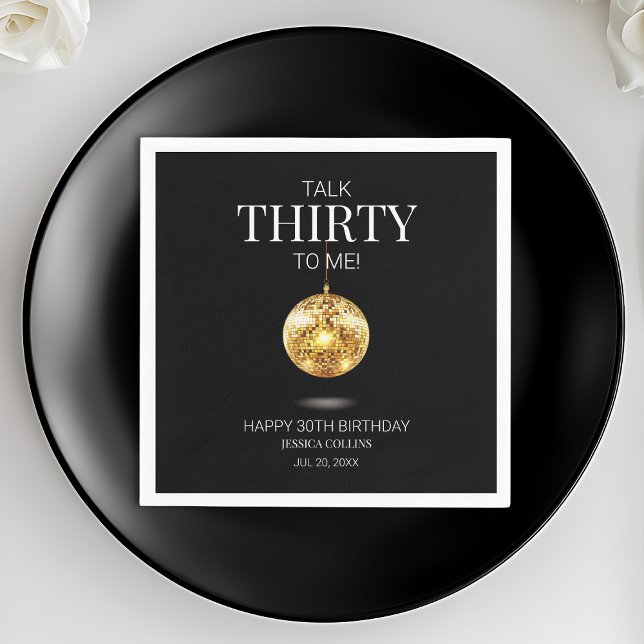 Servilleta De Papel Black and Gold Talk Thirty to Me (Black and Gold Talk Thirty to Me 30th Birthday Napkins)