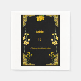 Servilleta De Papel Black and Gold Wedding Table Number