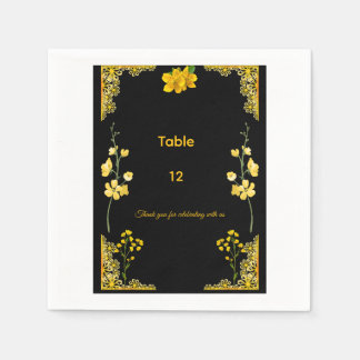 Servilleta De Papel Black and Gold Wedding Table Number