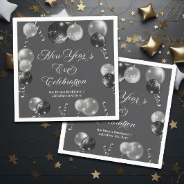 Servilleta De Papel Black and Silver Glitter New Year's Eve Party