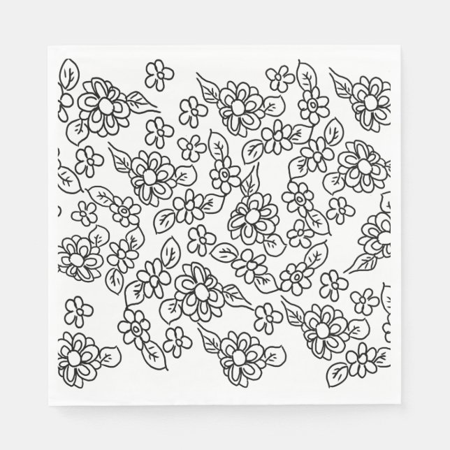 Servilleta De Papel Black and white flower drawing (Anverso)