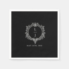 Servilleta De Papel black and white foliage Crest wedding