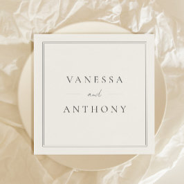 Servilleta De Papel Black and White Minimalist Modern Wedding