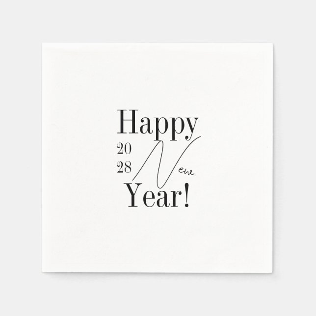 Servilleta De Papel Black and White New Year's Eve Party (Anverso)