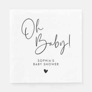 Servilleta De Papel Black and White Oh Baby Modern Boho Baby Shower