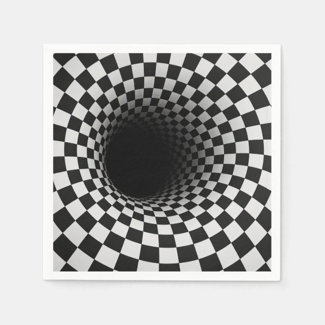 Servilleta De Papel Black and White Optical Illusion Tunnel (Anverso)